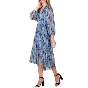 NWT JOIE • Limited Edition Parisian Paisley Blue Chiffon Tiered Midi Dre…